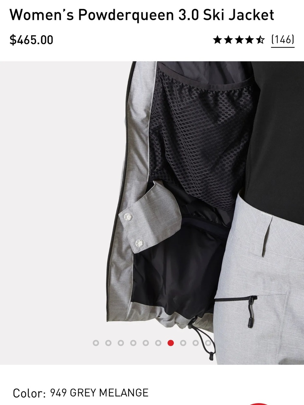 Helly Hansen Grey Melange Ski Jacket with Orange Trim - Picture 9 of 10
